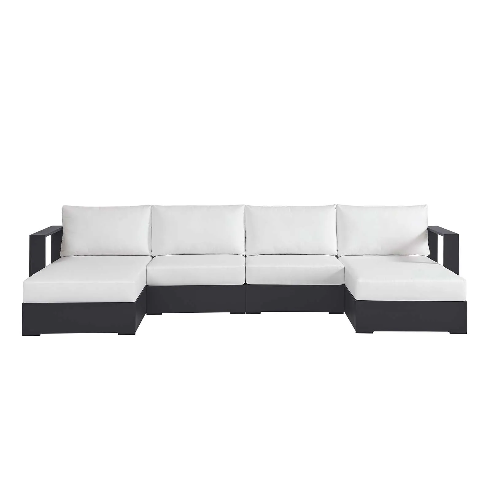 Tahoe Outdoor Patio Powder-Coated Aluminum 4-Piece Sectional Sofa Set