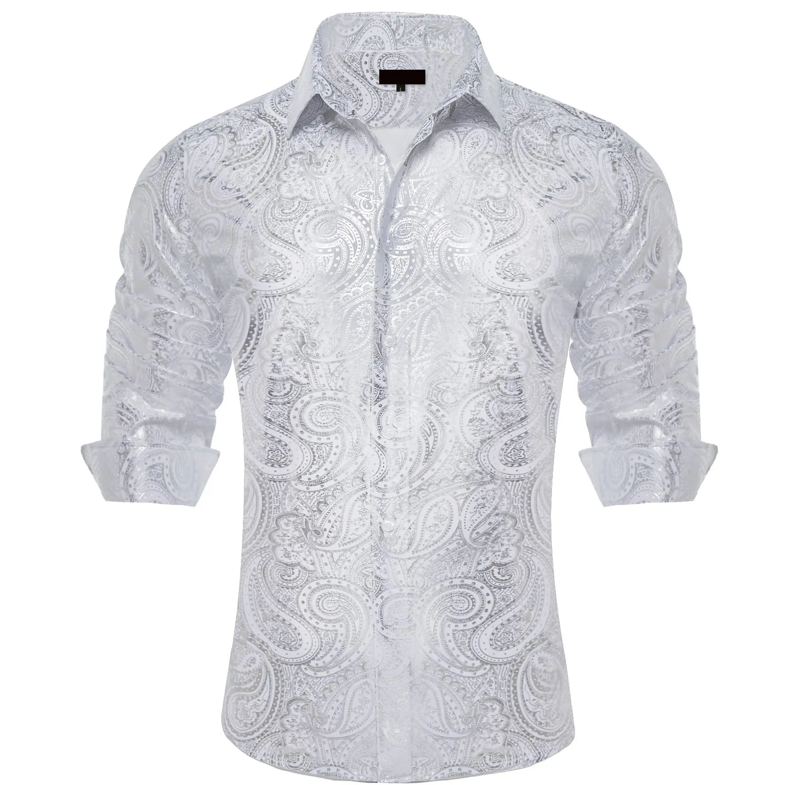 Ties2you Dress Shirt Light Grey Paisley Hot Stamping Long Sleeve Mens Shirt