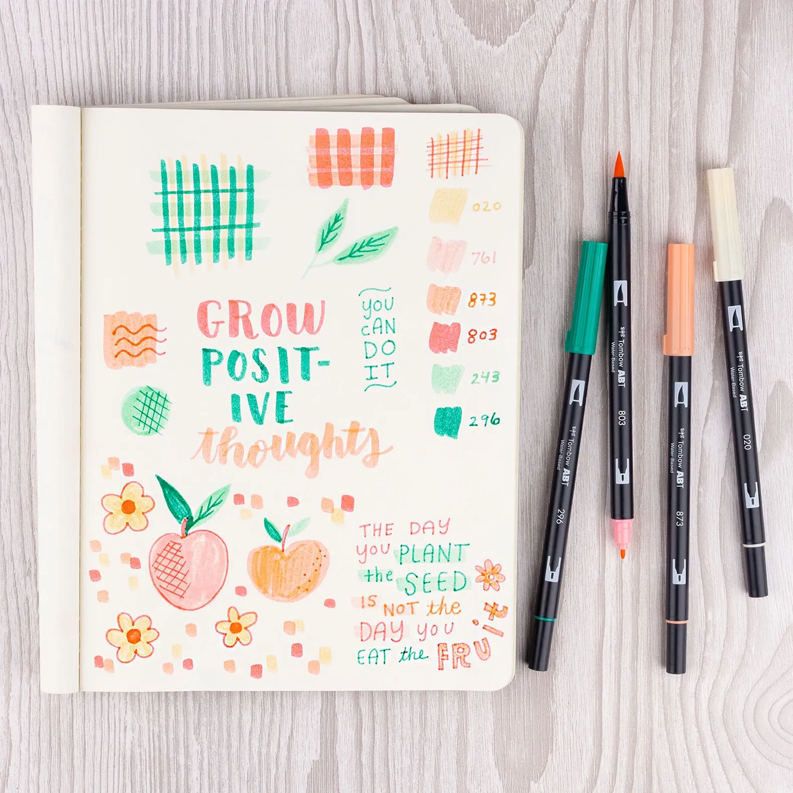 TOMBOW DUAL BRUSH PEN ART MARKERS - JUST PEACHY (Set of 6)