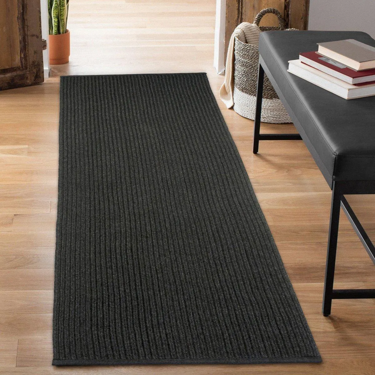 Trans-Ocean CALAIS Indoor/Outdoor Power Loomed  Durable Area Rug  - Charcoal