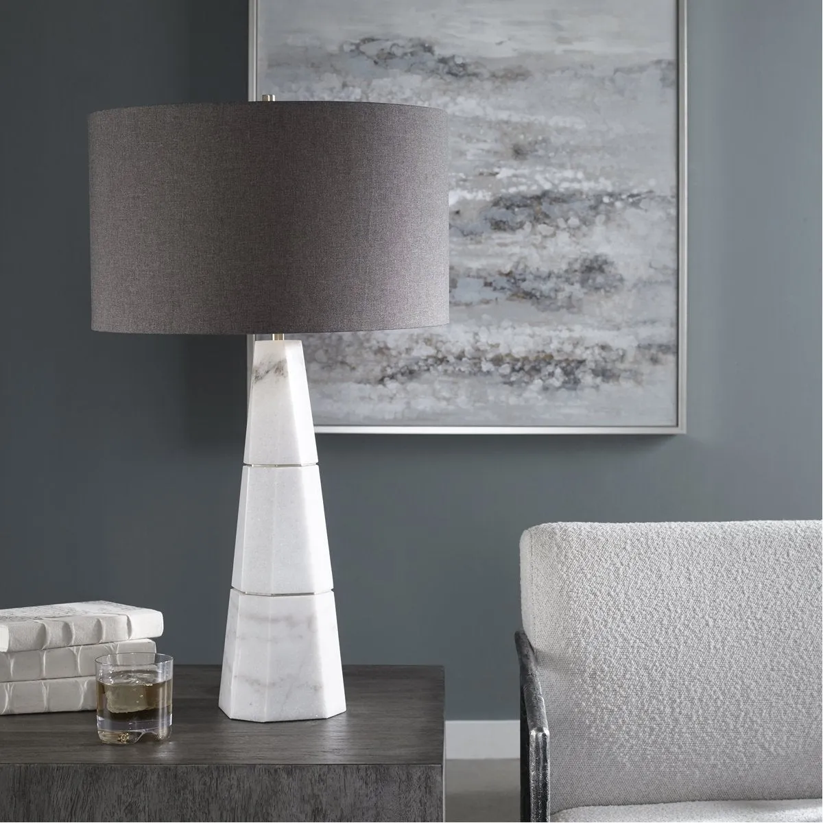 Uttermost Citadel White Marble Table Lamp