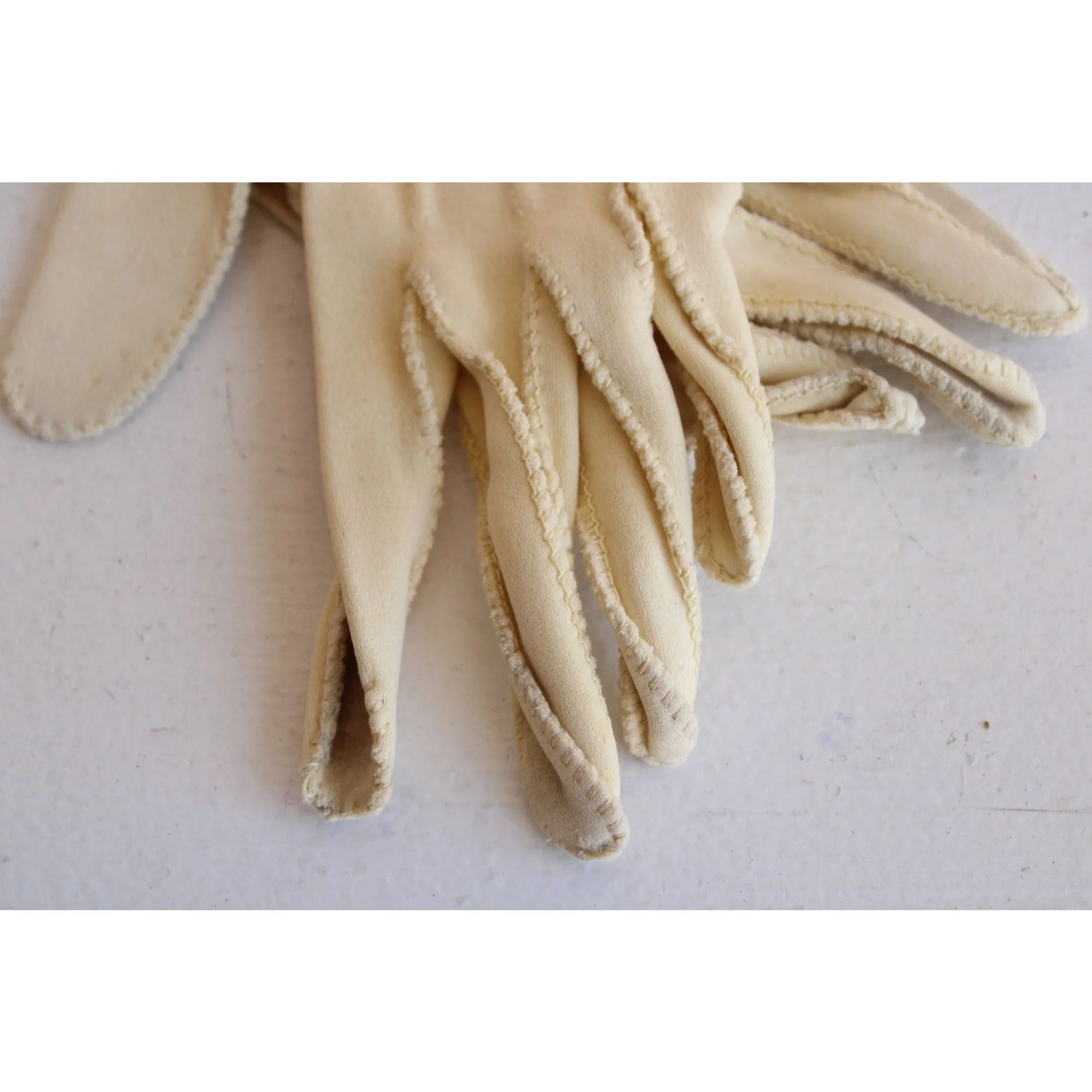 Vintage 1960s Yellow Wrist Matinee Length Cotton Glove