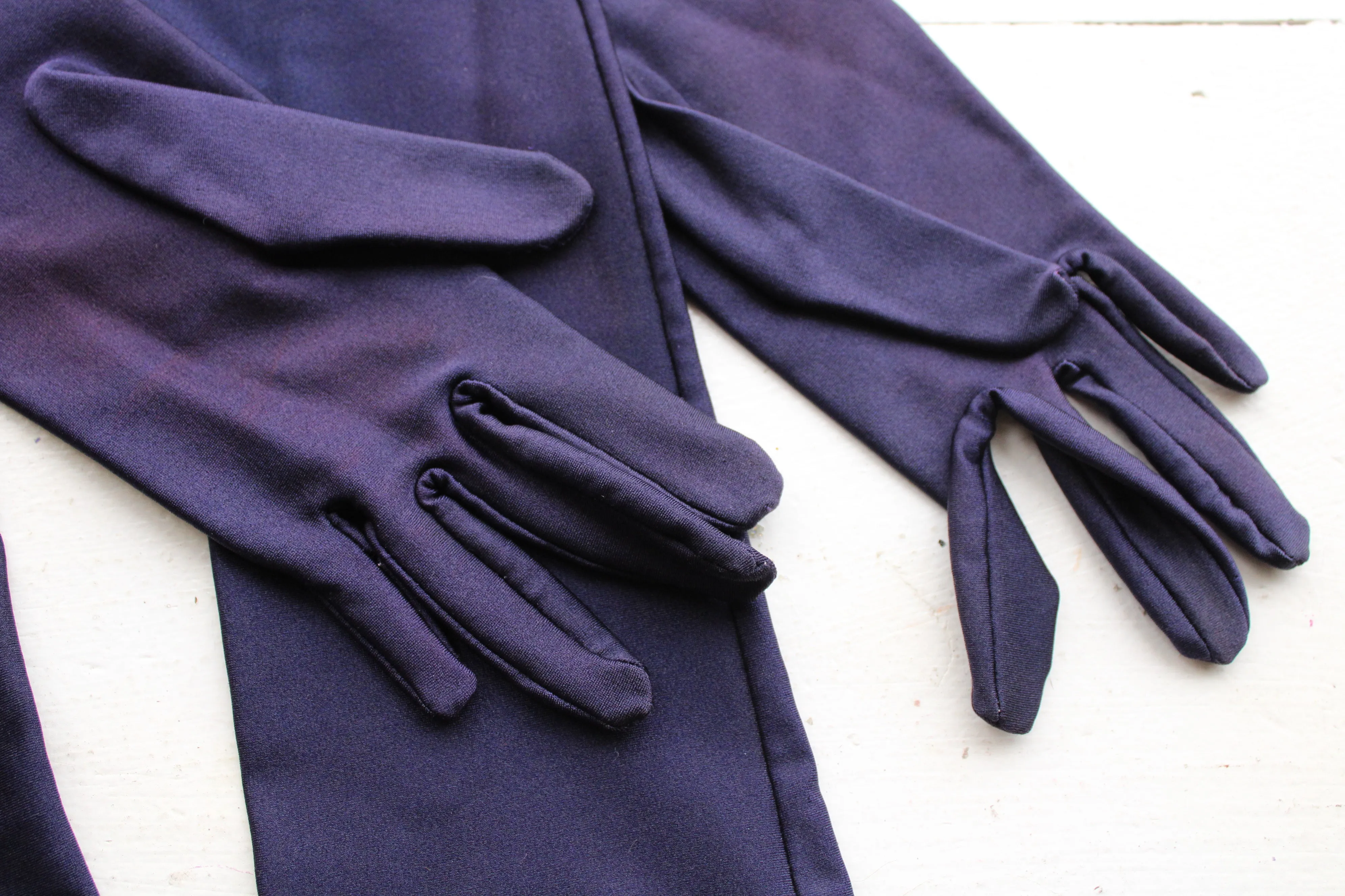 Vintage 1990s Navy Blue Opera Gloves