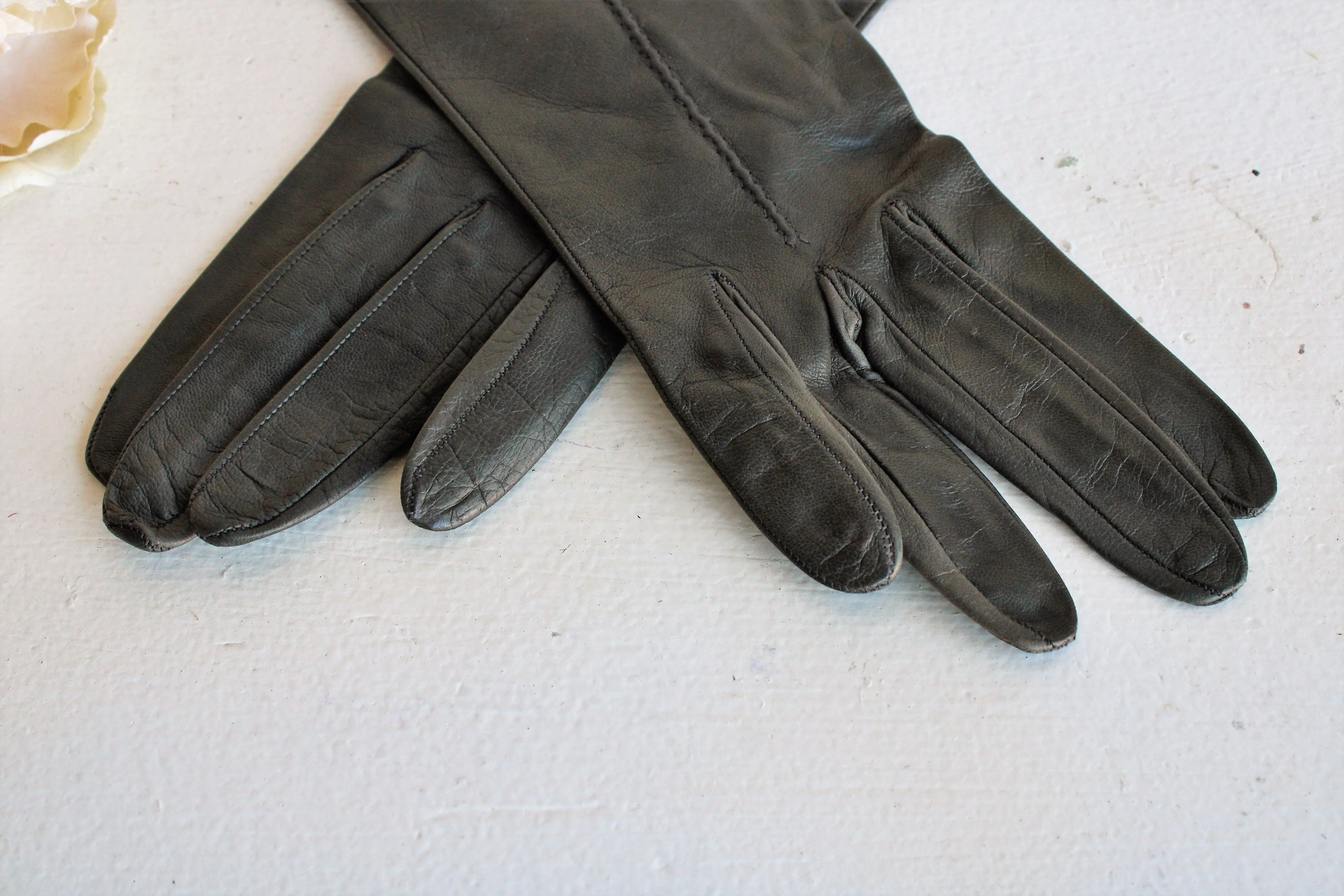 Vintage Black Leather Gloves