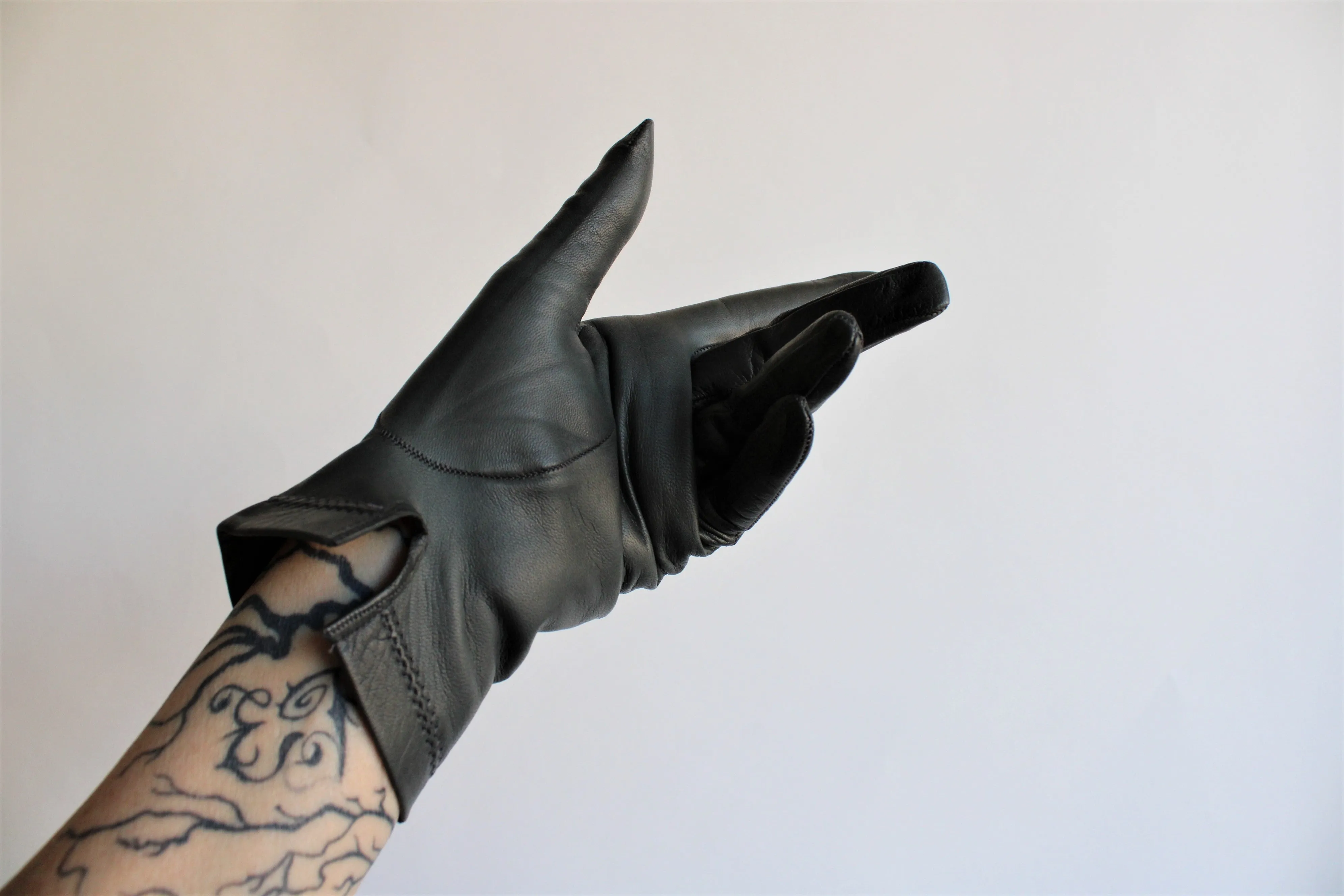 Vintage Black Leather Gloves