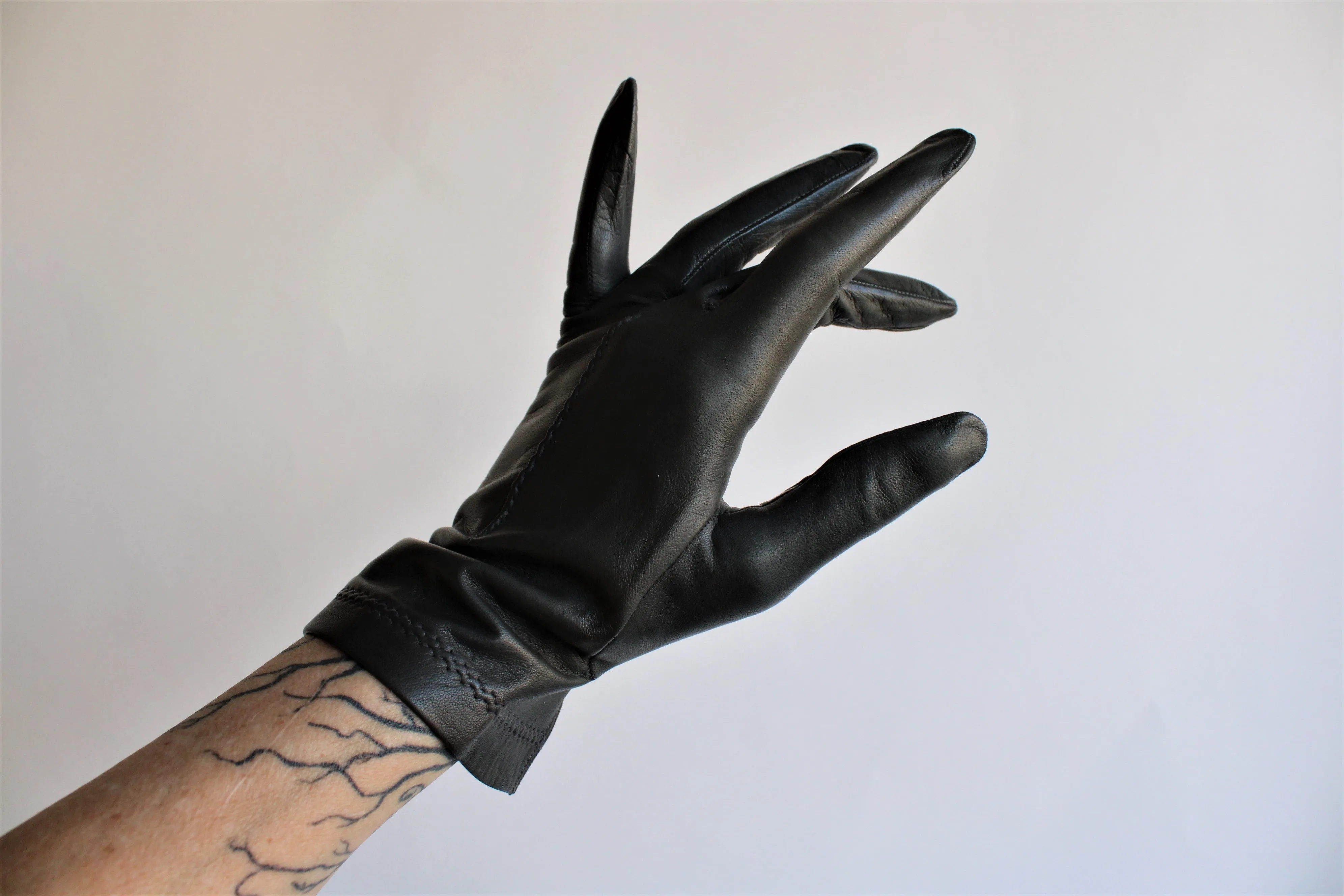 Vintage Black Leather Gloves