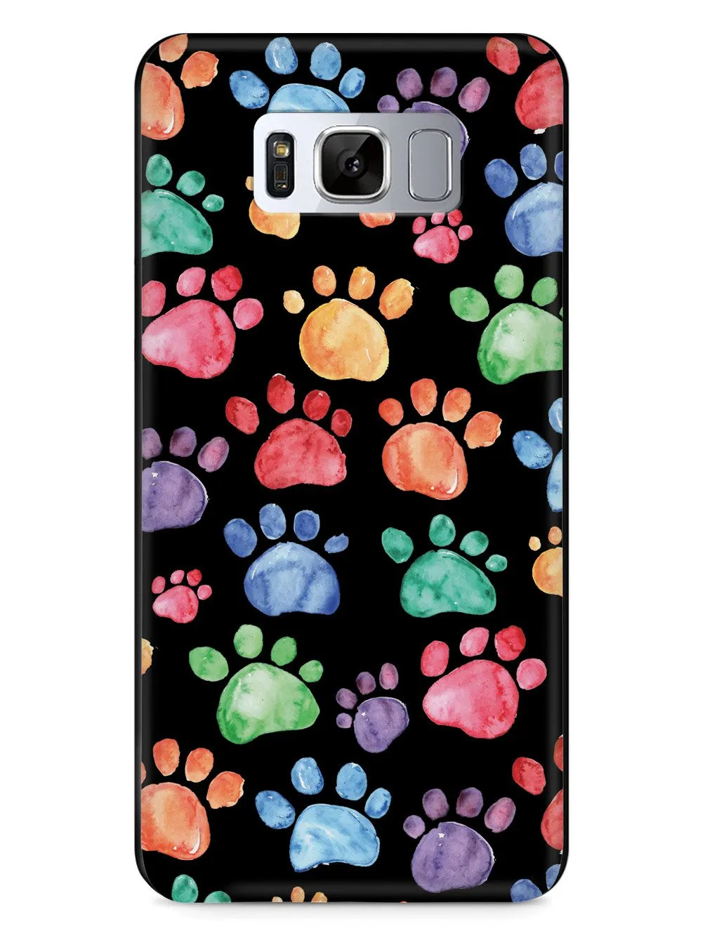 Watercolor Paw Prints - Black Case