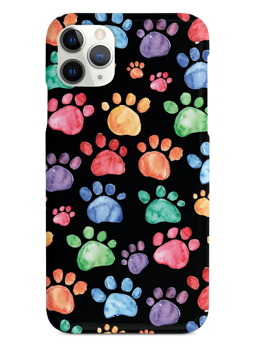 Watercolor Paw Prints - Black Case