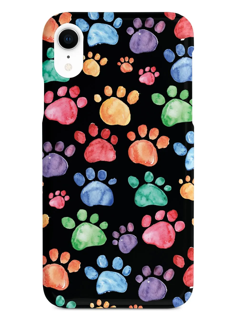 Watercolor Paw Prints - Black Case