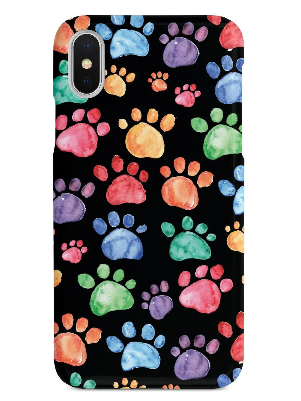 Watercolor Paw Prints - Black Case