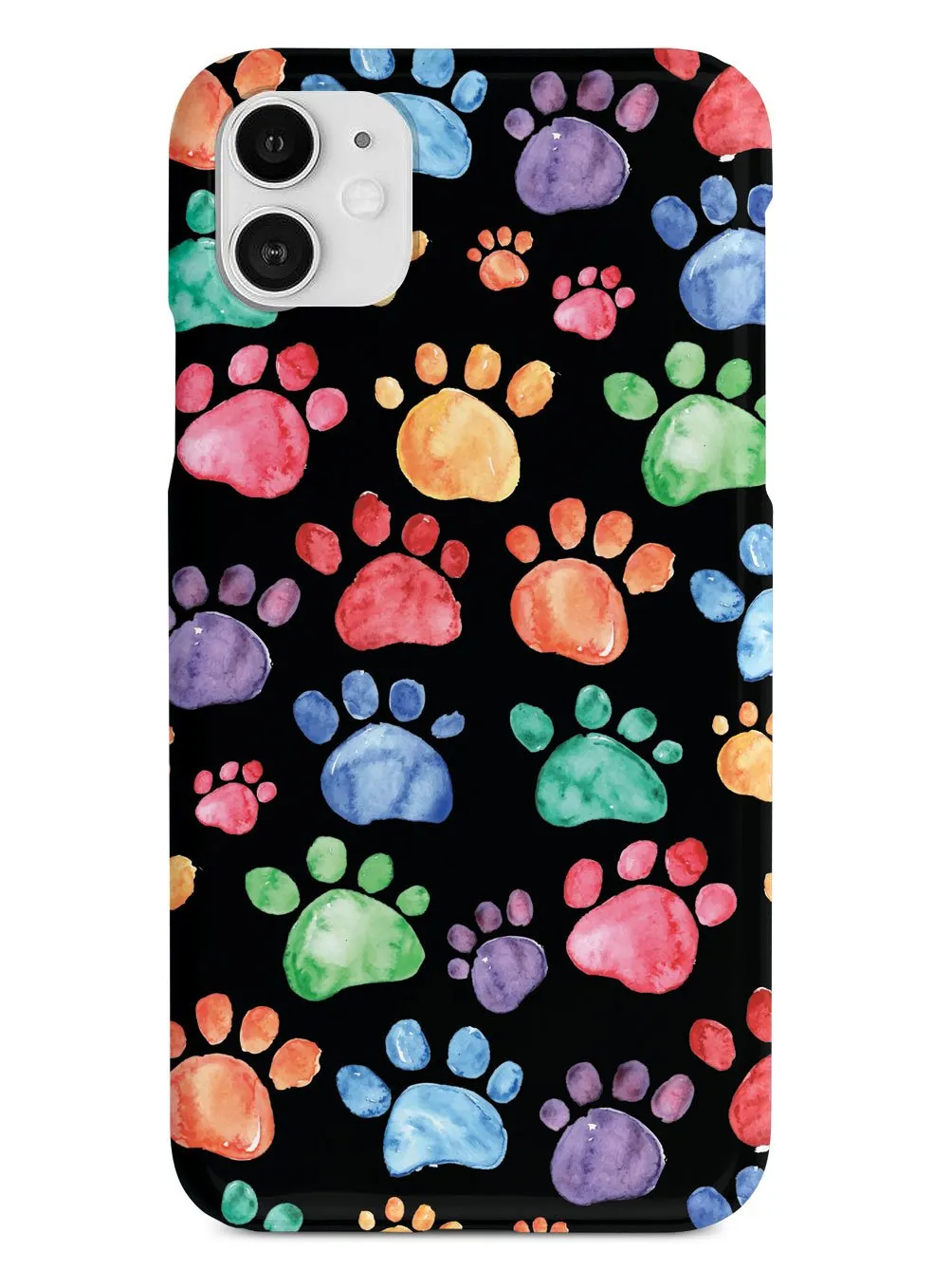 Watercolor Paw Prints - Black Case