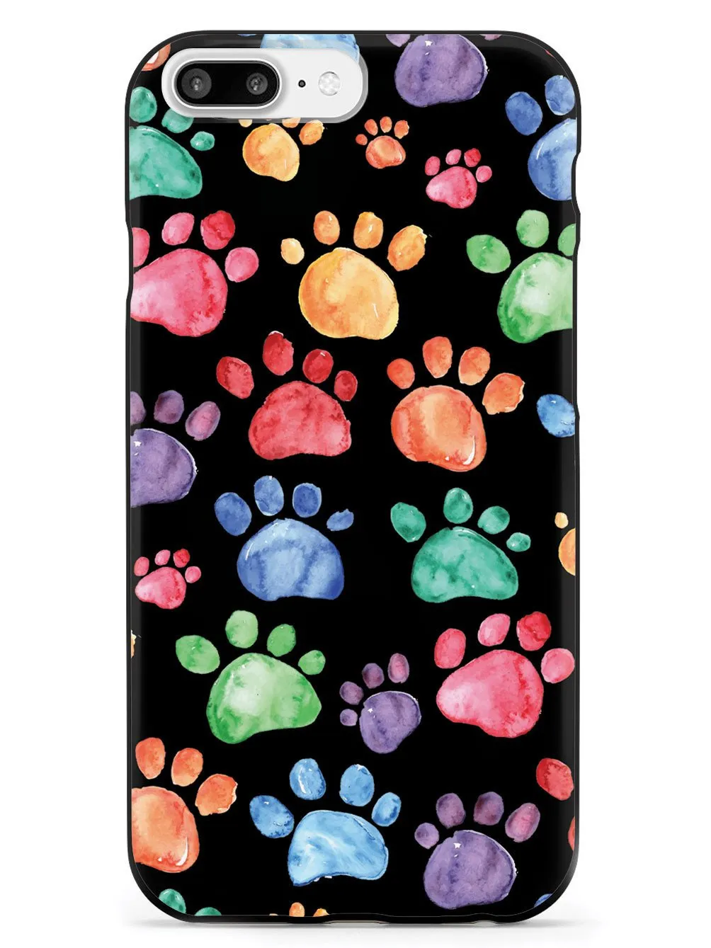 Watercolor Paw Prints - Black Case