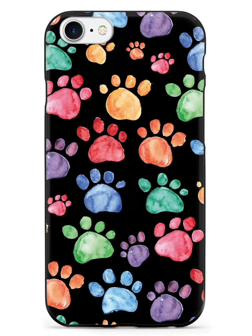 Watercolor Paw Prints - Black Case