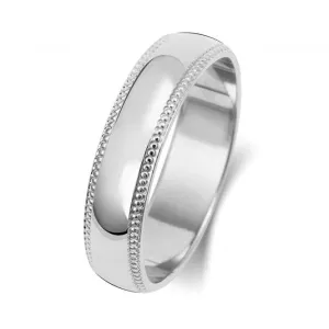 Wedding Band 18K D Shape Millgrain 4 mm-1.2 Wedding  Ring WQ185WM