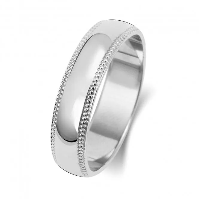 Wedding Band 18K D Shape Millgrain 4 mm-1.2 Wedding  Ring WQ185WM