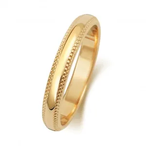 Wedding Band 9K D Shape Millgrain 3mm-1.7 Wedding  Ring W183H