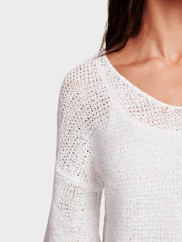 White   Warren - High-Low Wide V Neck Sweater White